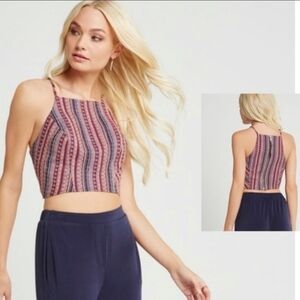 Bcbgeneration Cropped Halter Top‎ Women's L Western Y2K Festive